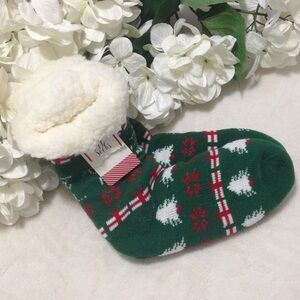 Made For Retail Green Santa Slipper Socks - Presents and Christmas Trees